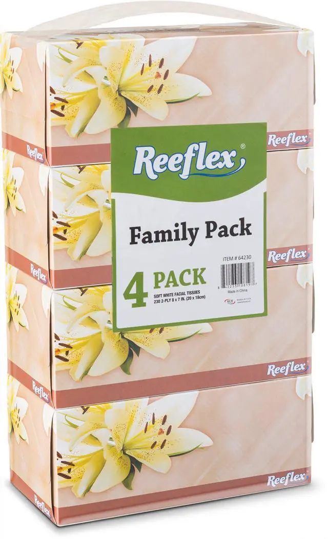Main image of Facial Tissues, 2-Ply Soft Facial Tissue - 4 Boxes,