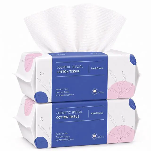 Main image of Disposable Facial Towels, Thick Yet Soft Cotton Wipes, 2 Pack