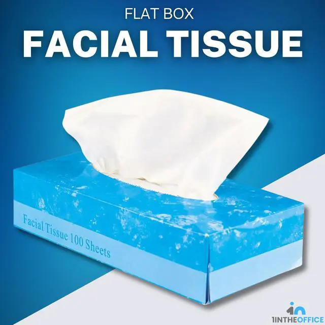 Alt view image 2 of 5 - Facial Tissue Paper, White Tissue, Flat Box with 100 Sheets, Soft 2-Ply, 6 Pack