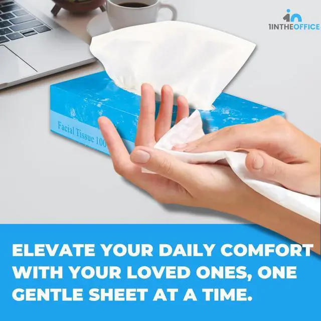Alt view image 5 of 5 - Facial Tissue Paper, White Tissue, Flat Box with 100 Sheets, Soft 2-Ply, 6 Pack