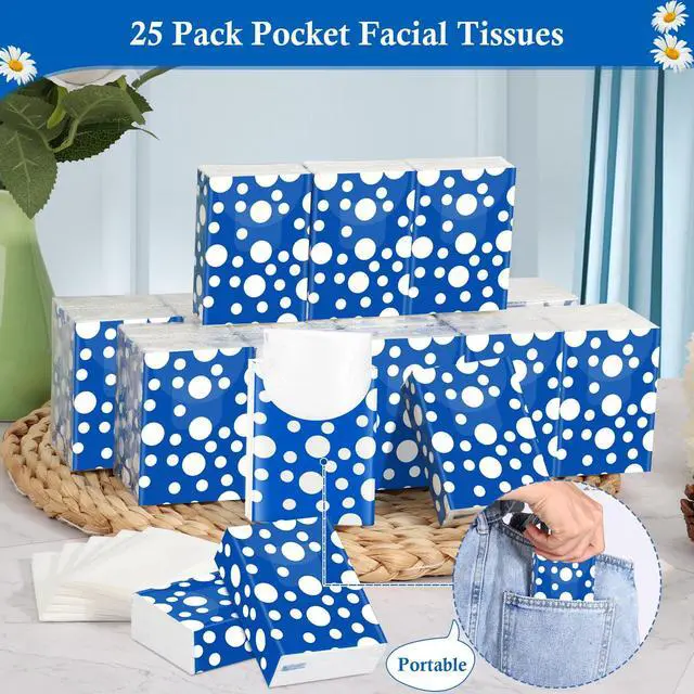 Alt view image 2 of 7 - 25 Pack Pocket Tissues Travel Packs 250 Sheets Travel Size Tissue Packs 3 Ply Unscented Small Mini Individual Portable Tissue Pack with Unique Embossing for Purse Holiday Travel Party
