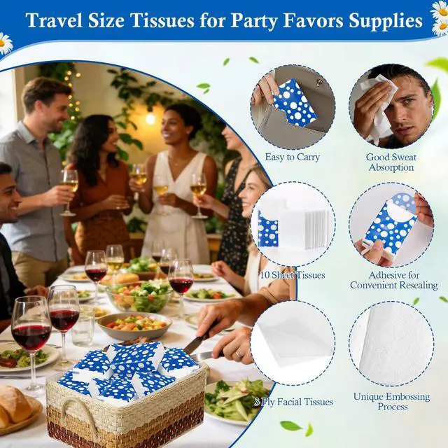 Alt view image 3 of 7 - 25 Pack Pocket Tissues Travel Packs 250 Sheets Travel Size Tissue Packs 3 Ply Unscented Small Mini Individual Portable Tissue Pack with Unique Embossing for Purse Holiday Travel Party