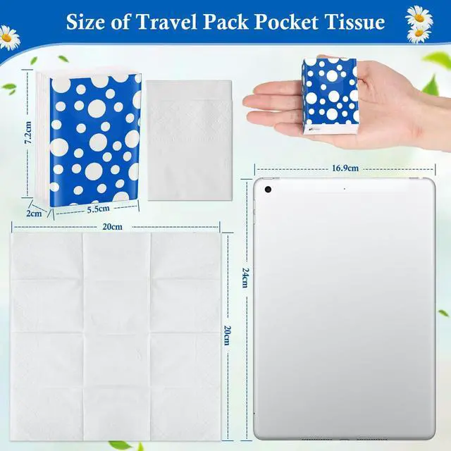 Alt view image 4 of 7 - 25 Pack Pocket Tissues Travel Packs 250 Sheets Travel Size Tissue Packs 3 Ply Unscented Small Mini Individual Portable Tissue Pack with Unique Embossing for Purse Holiday Travel Party