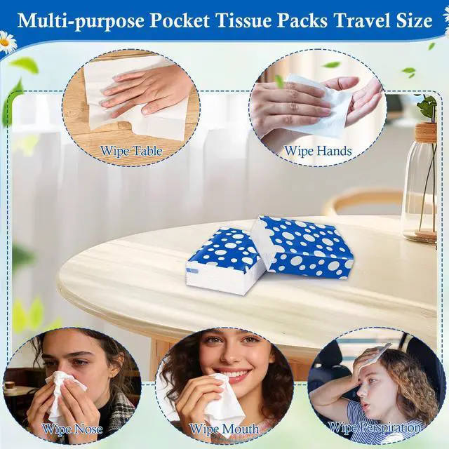 Alt view image 5 of 7 - 25 Pack Pocket Tissues Travel Packs 250 Sheets Travel Size Tissue Packs 3 Ply Unscented Small Mini Individual Portable Tissue Pack with Unique Embossing for Purse Holiday Travel Party