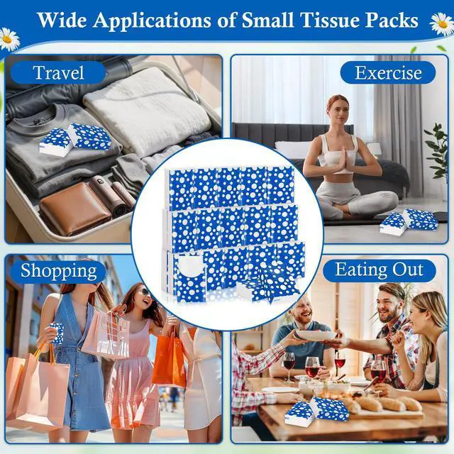 Alt view image 6 of 7 - 25 Pack Pocket Tissues Travel Packs 250 Sheets Travel Size Tissue Packs 3 Ply Unscented Small Mini Individual Portable Tissue Pack with Unique Embossing for Purse Holiday Travel Party