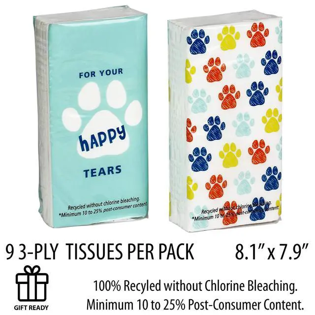 Alt view image 6 of 6 - Travel Tissues, 8-Pack, 72 Soft 3-Ply Sheets, Playful Dog Design