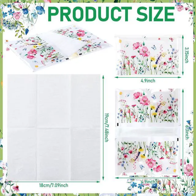 Alt view image 3 of 7 - 50 Pack Summer Floral Pocket Tissues Individual Packs Wildflower Wallet Facial Tissue Travel Bulk 3 Ply Flower Pocket Packets for Summer Wedding Party Supplies