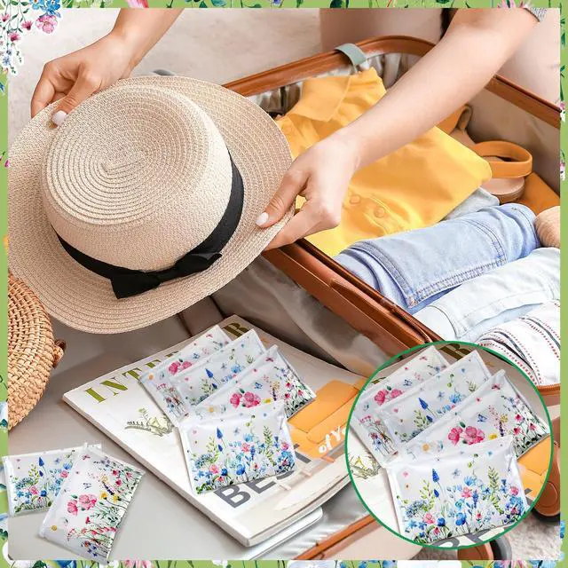 Alt view image 4 of 7 - 50 Pack Summer Floral Pocket Tissues Individual Packs Wildflower Wallet Facial Tissue Travel Bulk 3 Ply Flower Pocket Packets for Summer Wedding Party Supplies