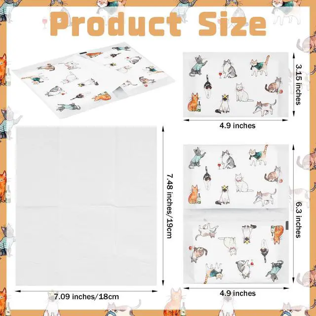 Alt view image 2 of 7 - 50 Pack Sweet Cat Life Pocket Tissue Gifts Bulk Cat Tissues Travel Packs Bulk Brochure Disposable 3 Ply Wallet Facial Napkin for Baby Shower Birthday Home Table Party Supplies