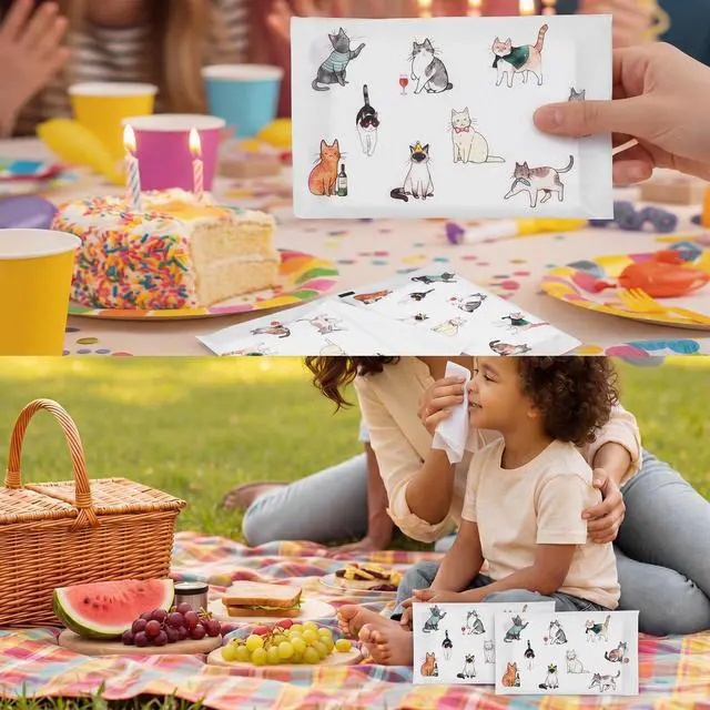 Alt view image 7 of 7 - 50 Pack Sweet Cat Life Pocket Tissue Gifts Bulk Cat Tissues Travel Packs Bulk Brochure Disposable 3 Ply Wallet Facial Napkin for Baby Shower Birthday Home Table Party Supplies