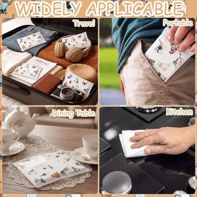 Alt view image 5 of 7 - 50 Pack Sweet Cat Life Pocket Tissue Gifts Bulk Cat Tissues Travel Packs Bulk Brochure Disposable 3 Ply Wallet Facial Napkin for Baby Shower Birthday Home Table Party Supplies