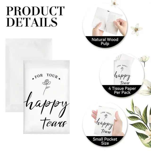 Alt view image 3 of 7 - Happy Tears Tissues for Wedding, 30 Pack, 3 Ply