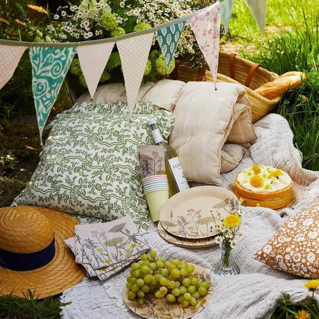Alt view image 4 of 6 - Table Kind 100 x Soft Recycled Floral Napkins Wildflower Soft Paper Napkins Pretty Wild Flower Serviettes for Spring Eco Friendly, Everyday & Compostable Weddings, Tea Party, Birthday Natural Kraft