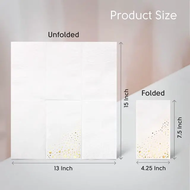 Alt view image 3 of 7 - Gold Dinner Napkins, 100 White and Gold Napkins for Wedding