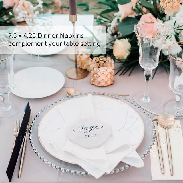 Alt view image 6 of 7 - Gold Dinner Napkins, 100 White and Gold Napkins for Wedding