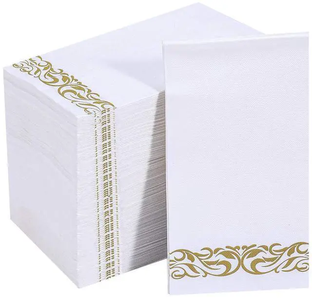 Main image of 200 Pack Paper Napkins, Soft Disposable Dinner Napkins, 3 Ply, Gold