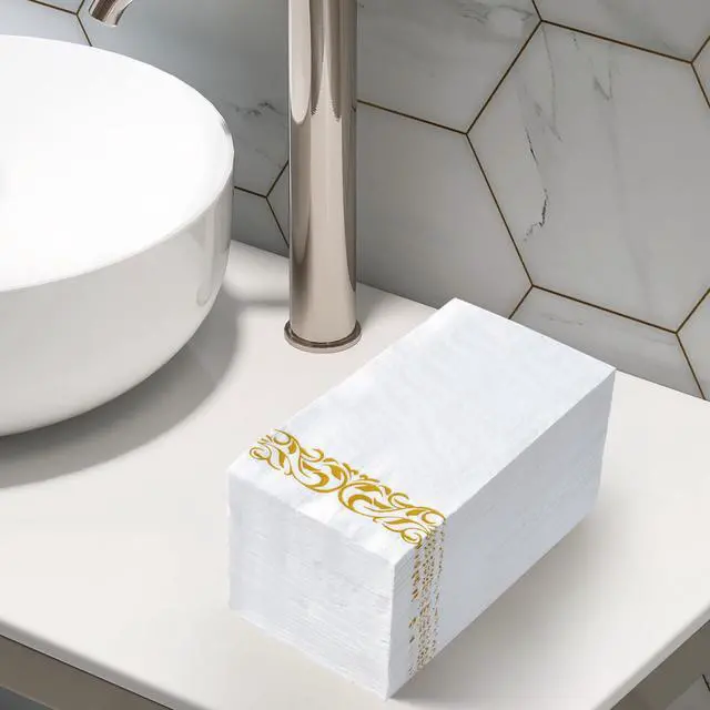 Alt view image 2 of 7 - 200 Pack Paper Napkins, Soft Disposable Dinner Napkins, 3 Ply, Gold