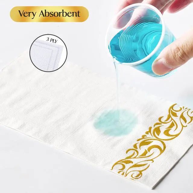 Alt view image 4 of 7 - 200 Pack Paper Napkins, Soft Disposable Dinner Napkins, 3 Ply, Gold