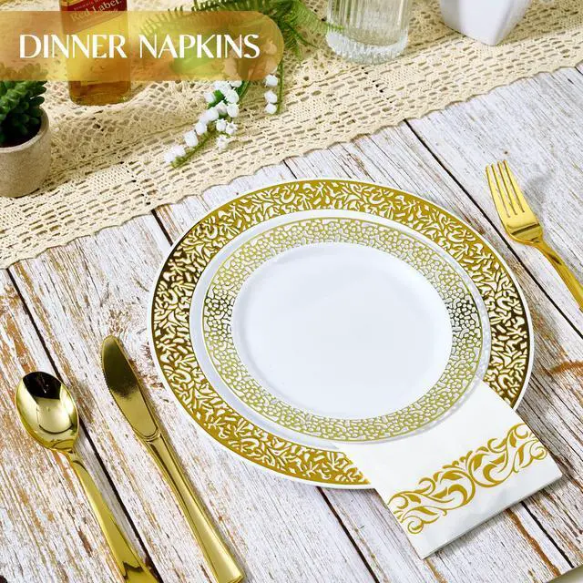 Alt view image 6 of 7 - 200 Pack Paper Napkins, Soft Disposable Dinner Napkins, 3 Ply, Gold