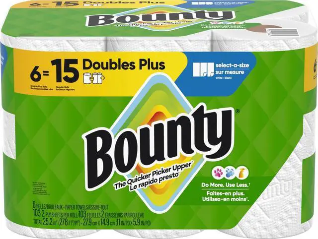 Main image of Paper Towels Select-A-Size, White, 6 Double Plus Rolls = 15 Regular Rolls