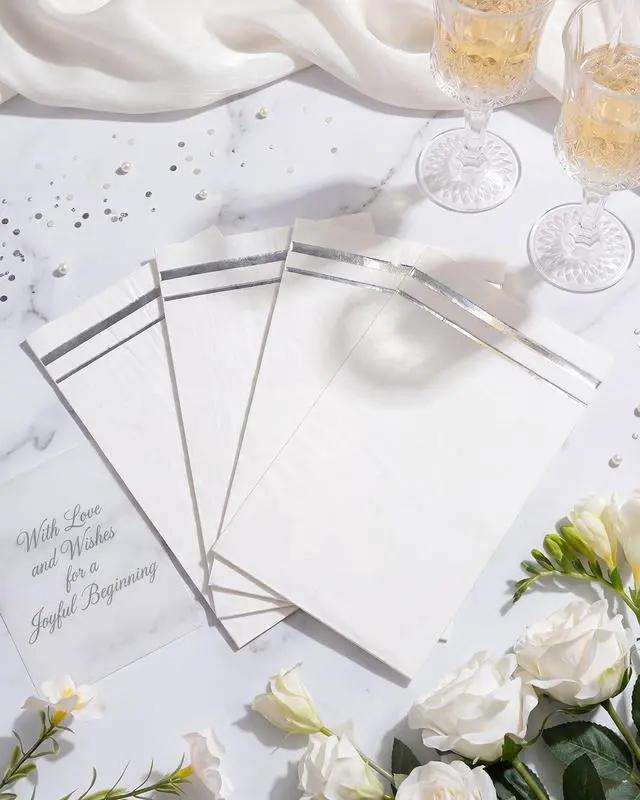 Alt view image 3 of 7 - 100-Count 3-Ply disposable Napkins - Silver Paper Napkins Disposable Premium Quality - Christmas Napkins/Dinner Napkins Disposable Soft, Absorbent for Kitchen, Parties, Weddings or Events