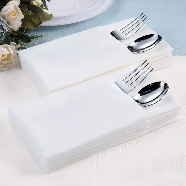 Alt view image 4 of 7 - 100 Disposable Bathroom Napkins, Linen-Feel Paper Guest Towels, Soft and Absorbent Paper Hand Towels Party Napkins for Bathroom, Kitchen, Dinner, or Event, White, 12" x 17"