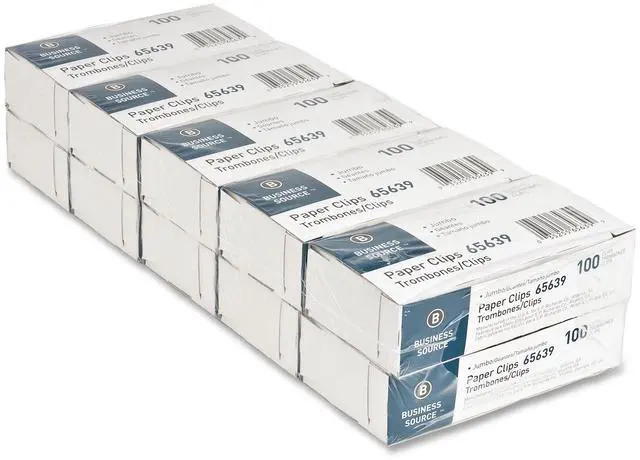 Main image of Jumbo Paper Clips, Steel Wire, 0.041 Gauge, 100 Count, Pack of 10 (1000 Total Paper Clips)