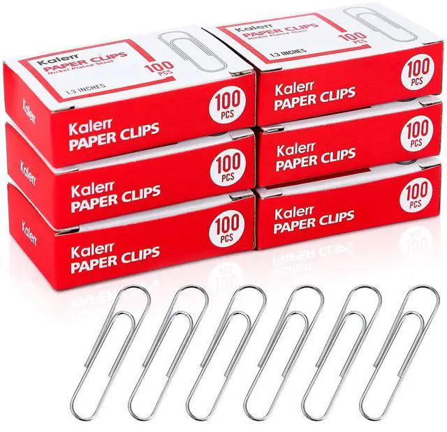 Main image of Paper Clips, 600 Pcs Paperclips (6 Boxes of 100 Each), Premium Paper Clip, 1-2/7" Silver Paper Clips Medium (1.3 Inches), Rustproof Metal Paper Clip for Office, School, Home