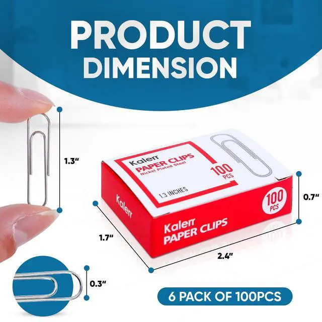Alt view image 2 of 7 - Paper Clips, 600 Pcs Paperclips (6 Boxes of 100 Each), Premium Paper Clip, 1-2/7" Silver Paper Clips Medium (1.3 Inches), Rustproof Metal Paper Clip for Office, School, Home