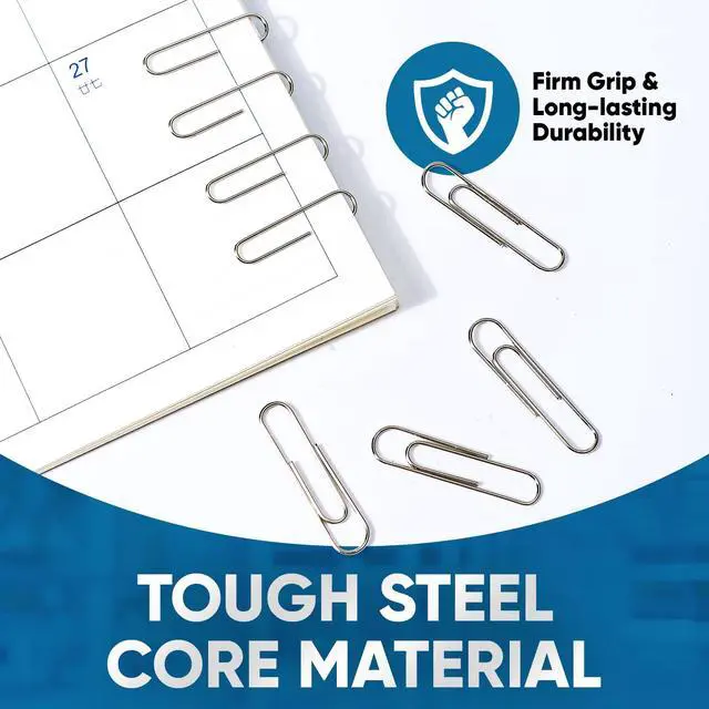 Alt view image 3 of 7 - Paper Clips, 600 Pcs Paperclips (6 Boxes of 100 Each), Premium Paper Clip, 1-2/7" Silver Paper Clips Medium (1.3 Inches), Rustproof Metal Paper Clip for Office, School, Home