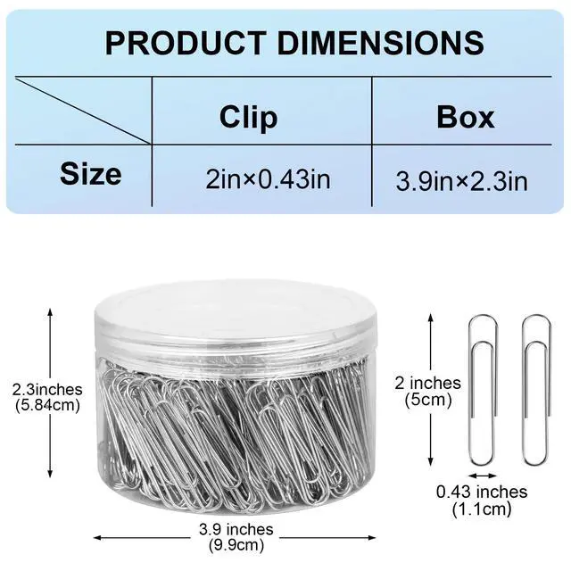Alt view image 2 of 7 - 280 Pcs Large Paper Clips, 2 Inch Jumbo Paper Clips, Silver Paperclips, Stainless Steel Large Paperclips Office for Teacher Supplies School Supplies