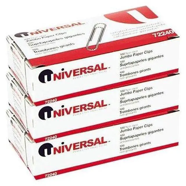 Alt view image 2 of 3 - Nonskid Paper Clips, Wire, Jumbo, Silver-100 ct, 3 pk