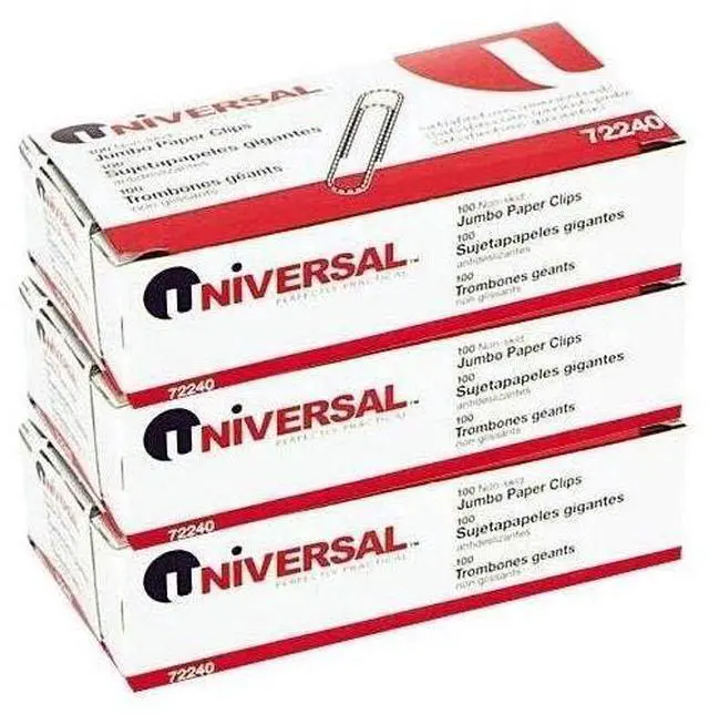 Alt view image 3 of 3 - Nonskid Paper Clips, Wire, Jumbo, Silver-100 ct, 3 pk