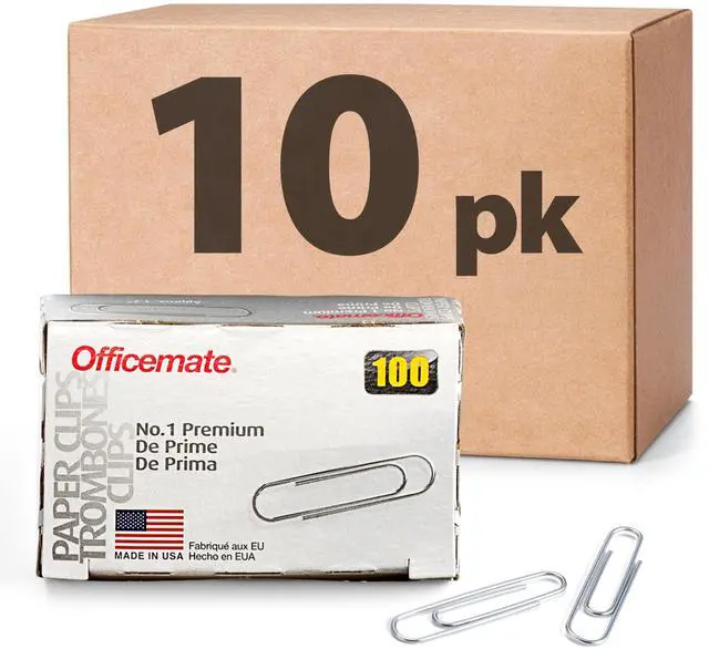 Main image of Premium #1 Paper Clips, 1,000 Paper Clips (10 Boxes of 100 Each) (99916) , Silver