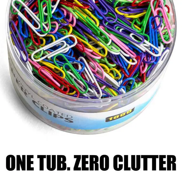 Alt view image 3 of 4 - Vinyl Coated #2 Paper Clips, Assorted Colors, Tub of 1000 (97634)