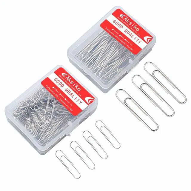 Main image of 220pcs Silver Paper Clips, Medium and Jumbo Size (1.3 inch & 2 inch) Office Paperclips - with Storage Box in Each Size for Easy Storage