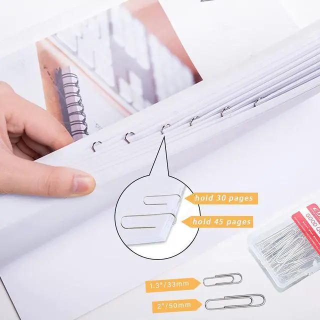 Alt view image 5 of 6 - 220pcs Silver Paper Clips, Medium and Jumbo Size (1.3 inch & 2 inch) Office Paperclips - with Storage Box in Each Size for Easy Storage