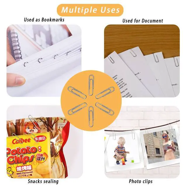 Alt view image 6 of 6 - 220pcs Silver Paper Clips, Medium and Jumbo Size (1.3 inch & 2 inch) Office Paperclips - with Storage Box in Each Size for Easy Storage