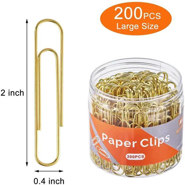 Alt view image 2 of 6 - Gold Paper Clips, 200 Count Large Size, 2 Inch Jumbo Paperclips, Stylish Gold-Plated Paper Clip