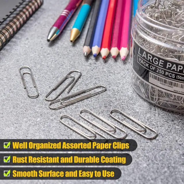 Alt view image 4 of 7 - 250 Large Paper Clips Smooth, Jumbo Paper Clips for Paperwork Ideal for Home, School and Office Use (Large, Silver)