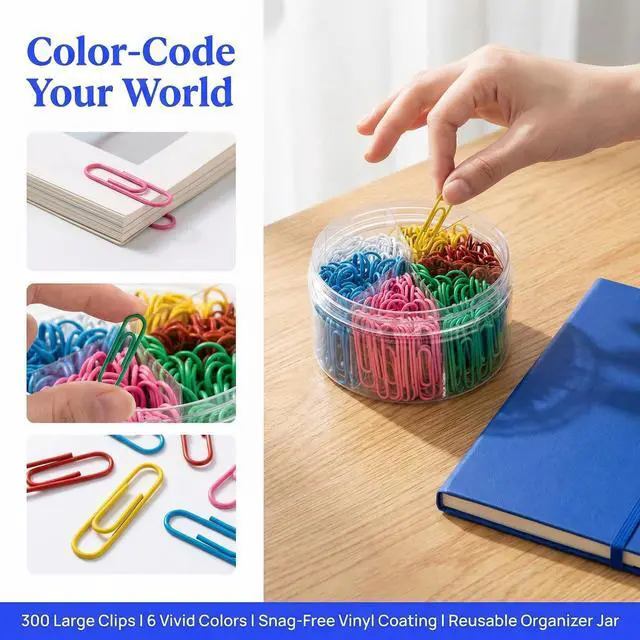 Alt view image 3 of 6 - Colored Jumbo Paper Clips, 2 Inch (50mm), 300PCS