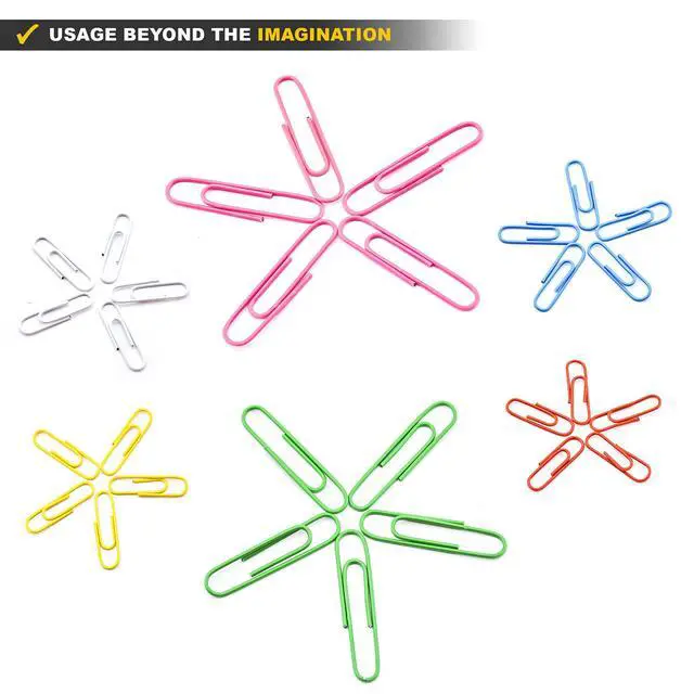 Alt view image 5 of 7 - 450 Color Paper Clips Assorted Sizes Small, Medium and Large Paper Clips for Paperwork Ideal for Home, School and Office Use (Assorted, Multicolored)