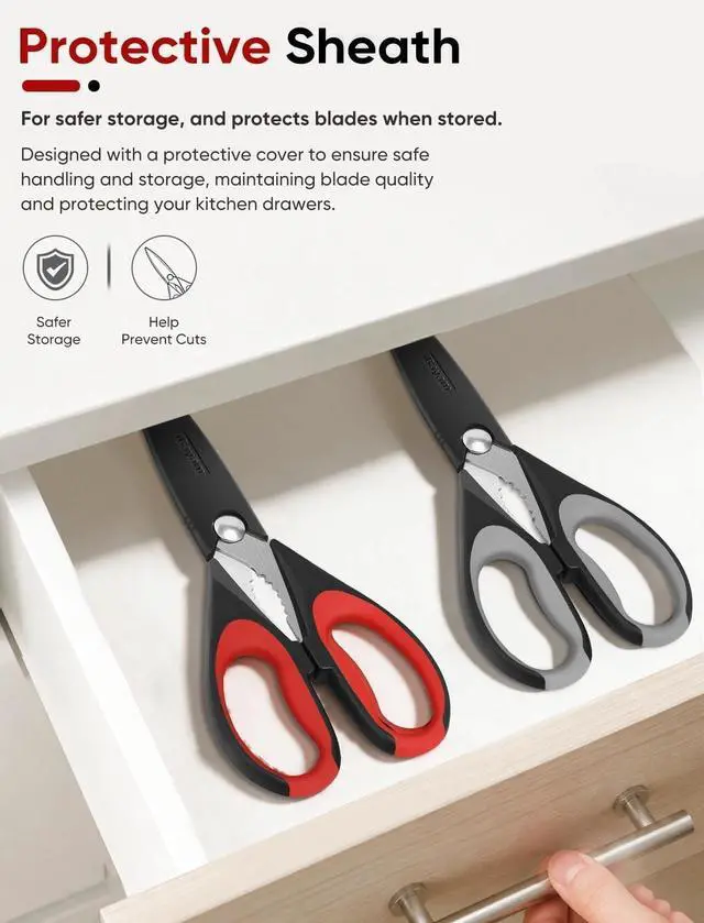 Alt view image 7 of 7 - Kitchen Scissors Shears All Purpose Heavy Duty, Protective Sheath