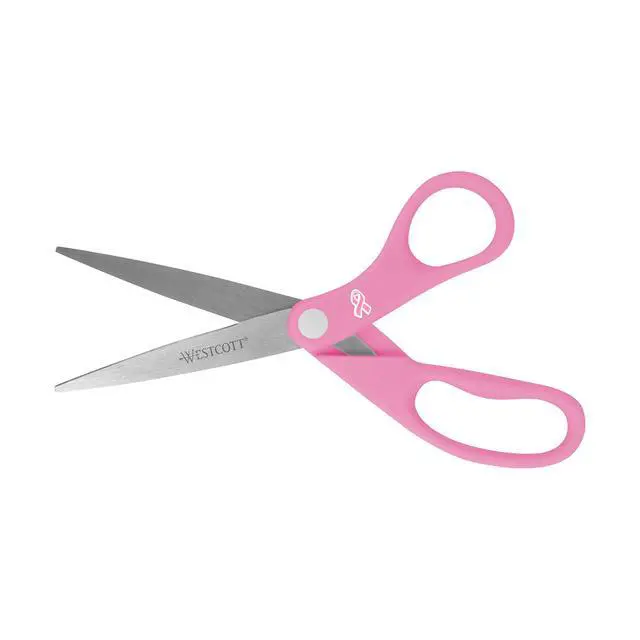 Alt view image 3 of 6 - 15387 8-Inch Pink Ribbon Stainless Steel Scissors For Office and Home