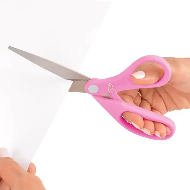Alt view image 5 of 6 - 15387 8-Inch Pink Ribbon Stainless Steel Scissors For Office and Home