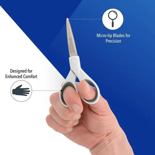 Alt view image 3 of 6 - 5-Inch Micro-Tip Fabric Scissors with Titanium-Bonded Blades - Craft Scissors for Paper and Fabric, Sewing, and More