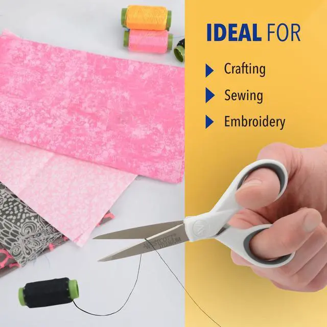 Alt view image 4 of 6 - 5-Inch Micro-Tip Fabric Scissors with Titanium-Bonded Blades - Craft Scissors for Paper and Fabric, Sewing, and More