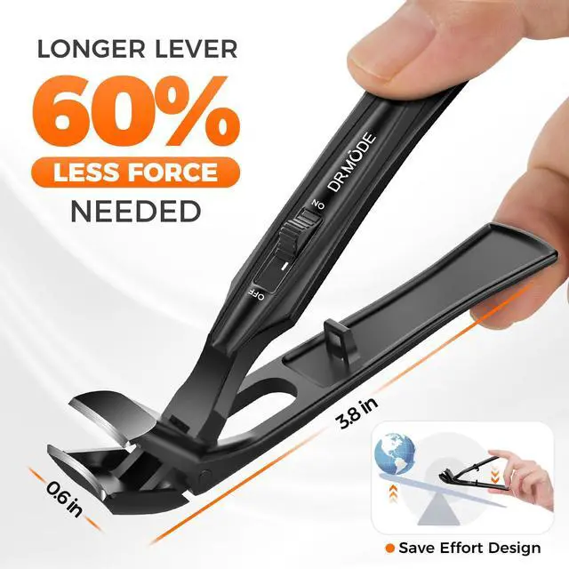 Alt view image 4 of 7 - Toenail Clippers for Seniors Thick Toenails, Upgrade Angled Head Large Toe Nail Clippers for Men with Wide Jaw Opening, Sharp Heavy Duty Fingernail Clipper Cutter with Catcher Long Handle -Black