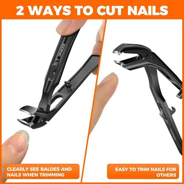 Alt view image 7 of 7 - Toenail Clippers for Seniors Thick Toenails, Upgrade Angled Head Large Toe Nail Clippers for Men with Wide Jaw Opening, Sharp Heavy Duty Fingernail Clipper Cutter with Catcher Long Handle -Black