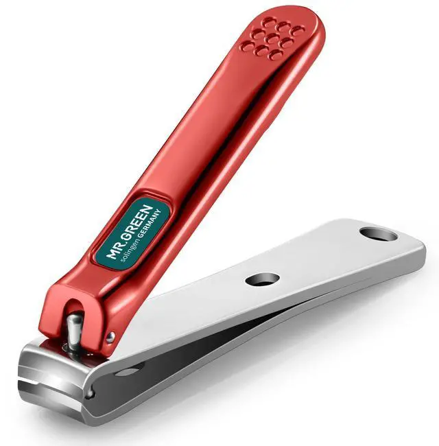 Main image of Nail Clippers Curved Blades Fingernail Cutter Nippers Manicure Scissors Stainless Steel Pedicure Tools with Nail Flies (Medium-Red)